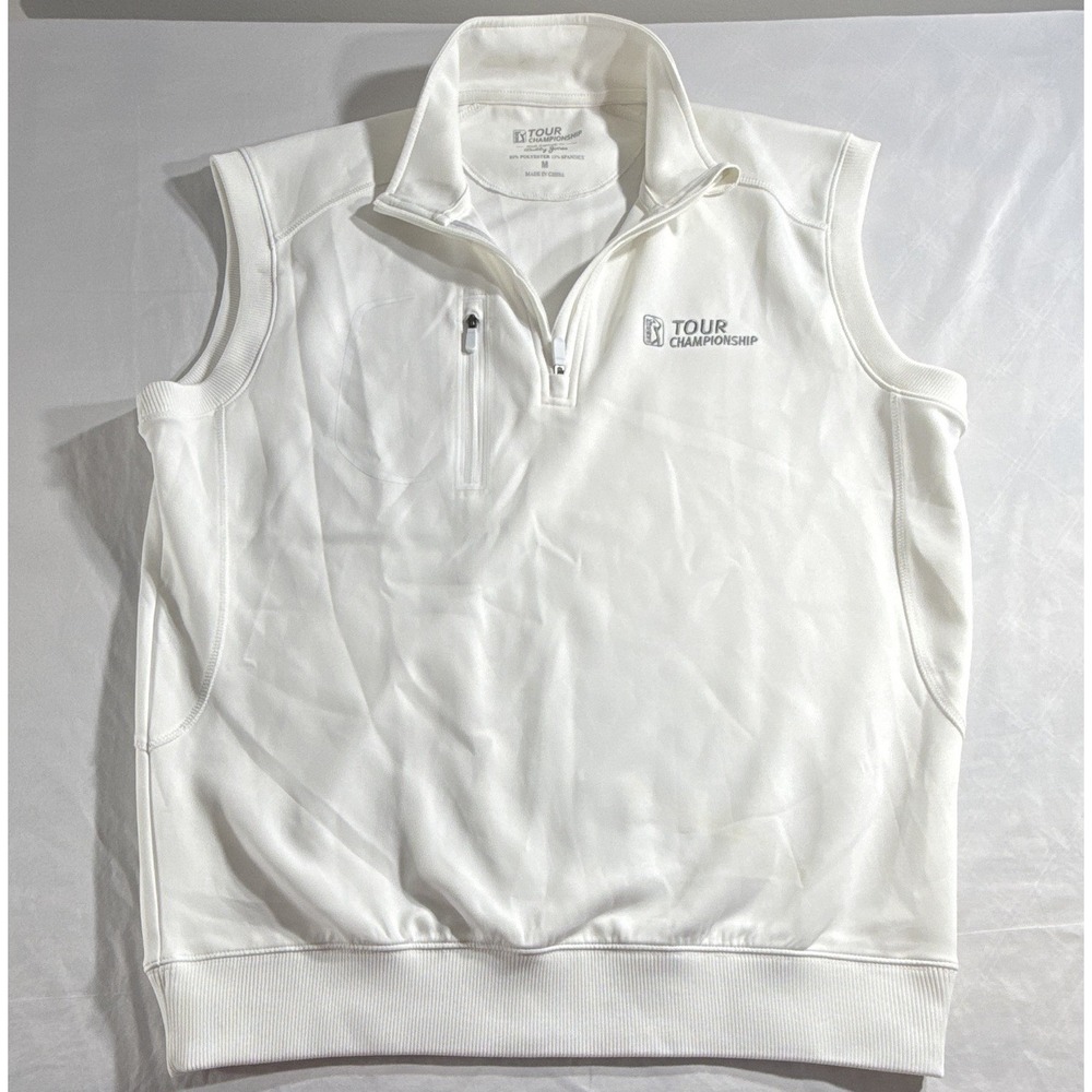 Bobby Jones Mens Golf Vest 1/4 Zip White PGA Tour Championship Stretch Medium